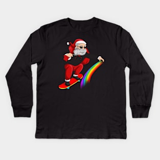 Festive Proud Santa Christmas Rainbow Kids Long Sleeve T-Shirt